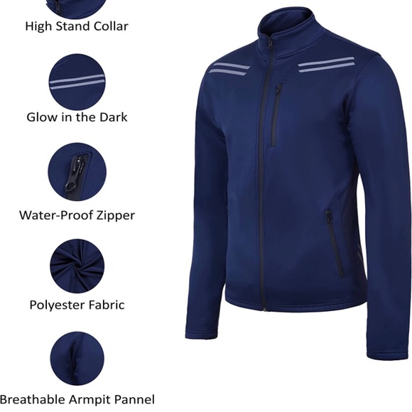 Mens Thermal, Sportswear, Running Softshell Reflective Bike Windbreaker Jacket - Picture 4 of 6